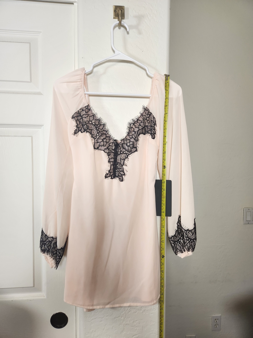 Lulu's Blush Chemise with Black Lace Trim